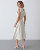 Saia Midi de Malha Detalhe no Cós  - Cru