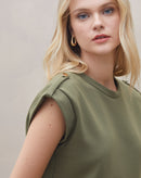 Blusa de Malha com Martingale no Ombro - Verde Militar