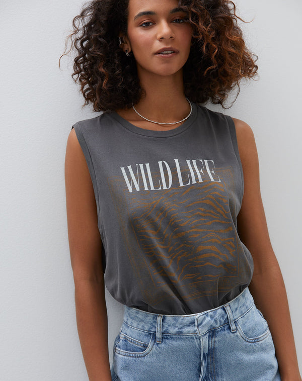 Regata de Malha Cavada Estampada - Wild Life