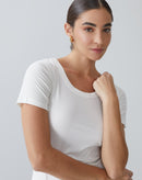 Camiseta Decote Redondo Canelada  - Off-white