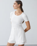 Camiseta Decote Redondo Canelada  - Off-white