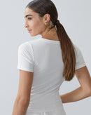 Camiseta Decote Redondo Canelada  - Off-white