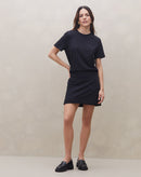 Vestido com Saia Transpassada de Malha - Preto