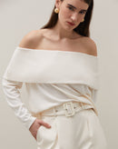 Blusa Manga Longa Ombro a Ombro  - Off-white