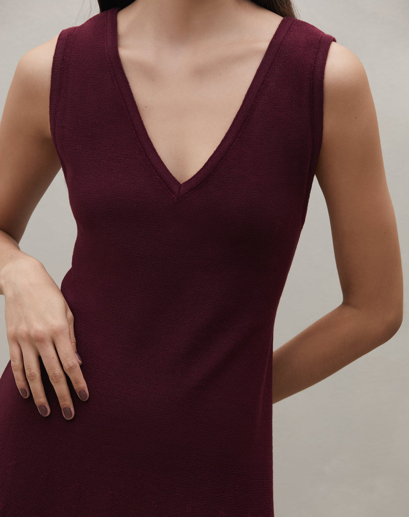 Vestido Midi de Tricot - Vinho