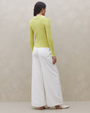 Blusa Manga Longa Gola Polo de Tricot - Verde Claro