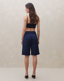 Bermuda de Alfaiataria com Pregas - Azul Marinho