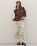 Blusa Manga Longa Bufante  - Marrom