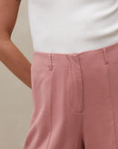 Calça Reta sem Cós de Alfaiataria - Rosa Medio