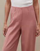 Calça Reta sem Cós de Alfaiataria - Rosa Medio
