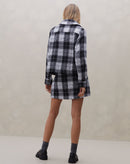 Mini Saia com Recortes Alfaiataria Xadrez - Preto