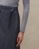 Saia Midi com Faixa Regulável Alfaiataria - Cinza Escuro