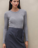 Saia Midi com Faixa Regulável Alfaiataria - Cinza Escuro