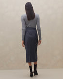 Saia Midi com Faixa Regulável Alfaiataria - Cinza Escuro