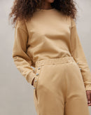 Calça Reta de Moletom Felpado - Bege