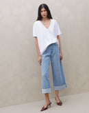 Calça Reta Cropped Jeans - Azul Claro