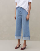 Calça Reta Cropped Jeans - Azul Claro