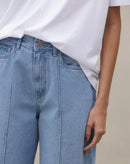 Calça Reta Cropped Jeans - Azul Claro