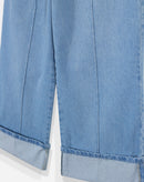 Calça Reta Cropped Jeans - Azul Claro