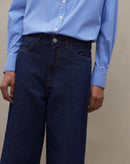 Calça Reta Cropped Jeans - Azul Escuro