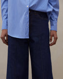 Calça Reta Cropped Jeans - Azul Escuro