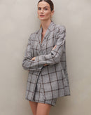 Blazer com Recortes Xadrez - Xadrez Marrom