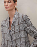 Blazer com Recortes Xadrez - Xadrez Marrom