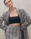 Blazer com Recortes Xadrez - Xadrez Marrom