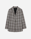 Blazer com Recortes Xadrez - Xadrez Marrom