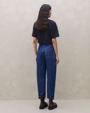 Calça Reta com Cinto Jeans - Azul Escuro