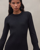 Vestido Midi de Tricot - Preto