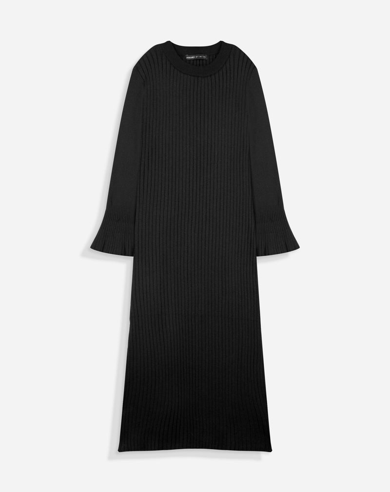 Vestido Midi de Tricot - Preto