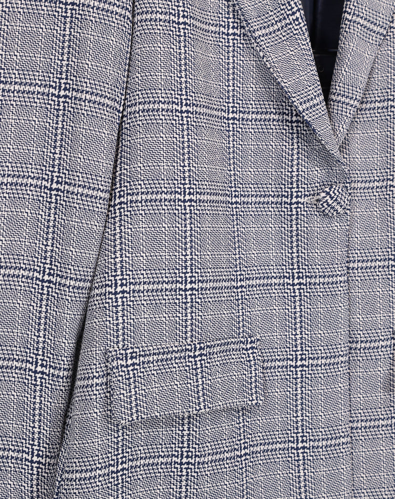 Blazer Alongado Xadrez - Xadrez Azul