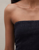 Top sem Alça Jeans - Preto