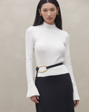 Suéter Manga Sino de Tricot - Off-white