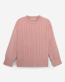 Suéter de Tricot Trançado - Rosa Claro