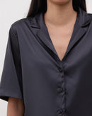 Camisa Reta Manga Curta - Preto