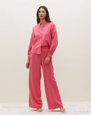 Camisa Manga Longa de Crepe - Coral