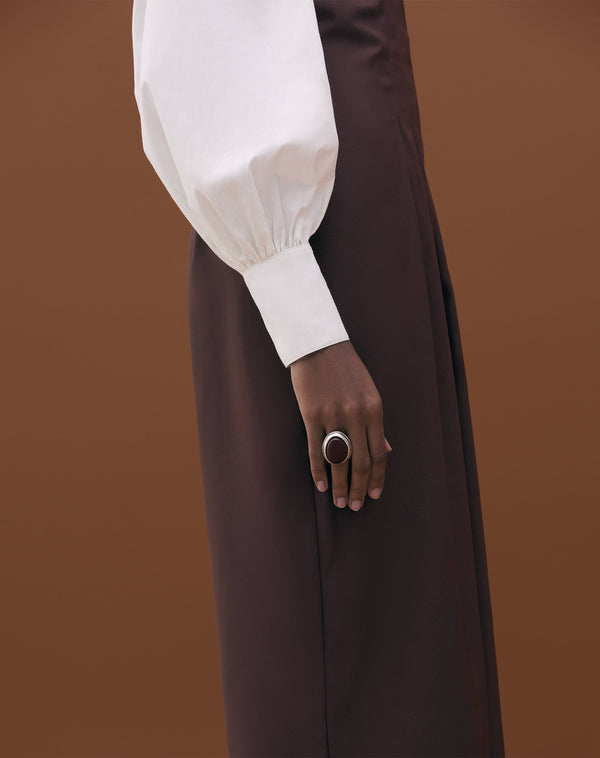 Camisa Manga Longa de Algodão com Manga Bufante - Branco