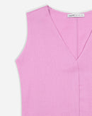 Regata Decote V de Linho - Rosa