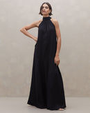 Vestido Longo sem Manga de Linho - Preto