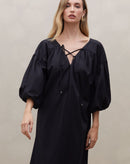 Vestido Midi Manga Bufante - Preto