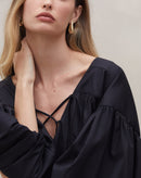 Vestido Midi Manga Bufante - Preto