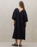 Vestido Midi Manga Bufante - Preto