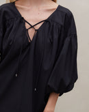 Vestido Midi Manga Bufante - Preto