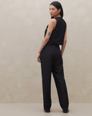 Calça Cropped Risca de Giz  - Preto