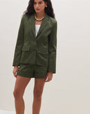 Blazer Slim Abotoamento Simples - Verde Escuro