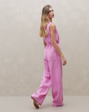 Calça Wide Leg de Linho  - Rosa