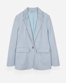 Blazer Alongado em Tweed - Azul Claro