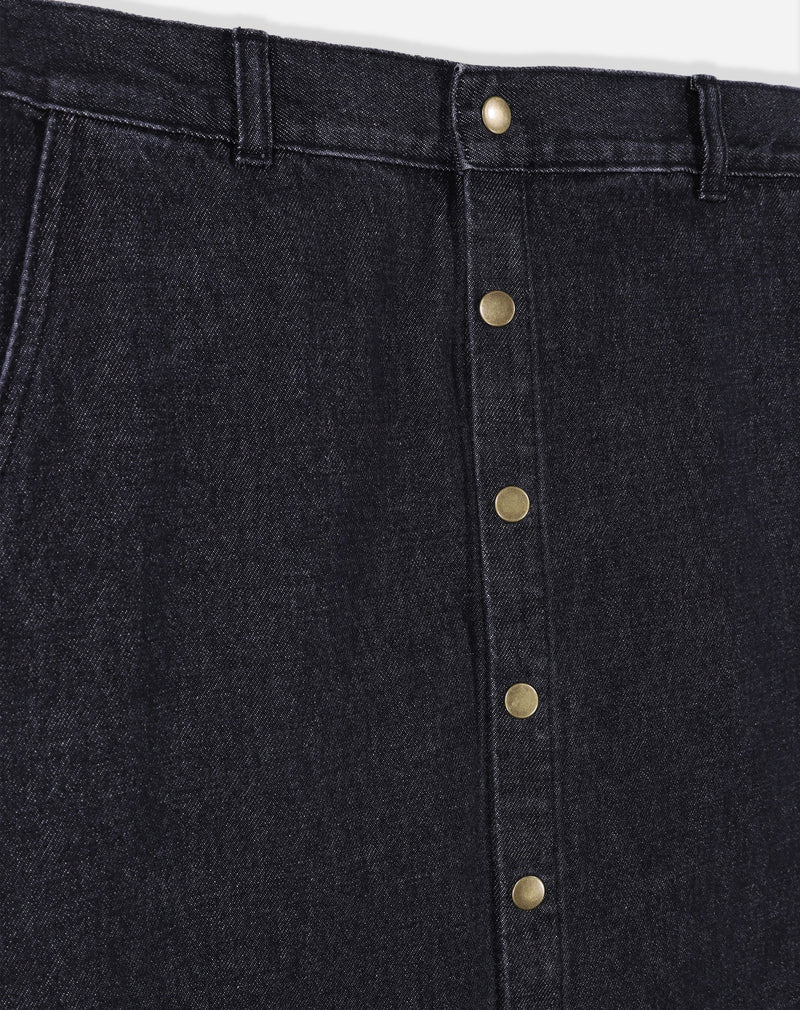 Saia Midi Jeans - Preto